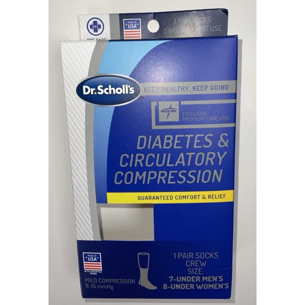 NIB Dr. Scholl's Diabetes & Circulatory‎ Compression Crew Socks White Small